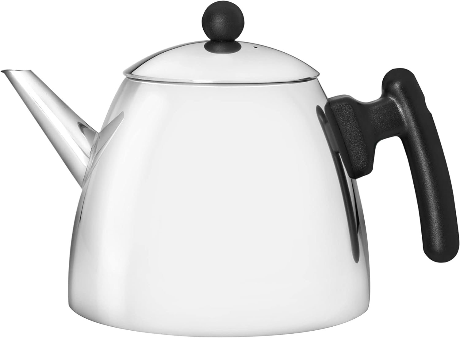 Bredemeijer Classic Double Wall Stainless Steel Teapot 1.2 Liter Black Handle