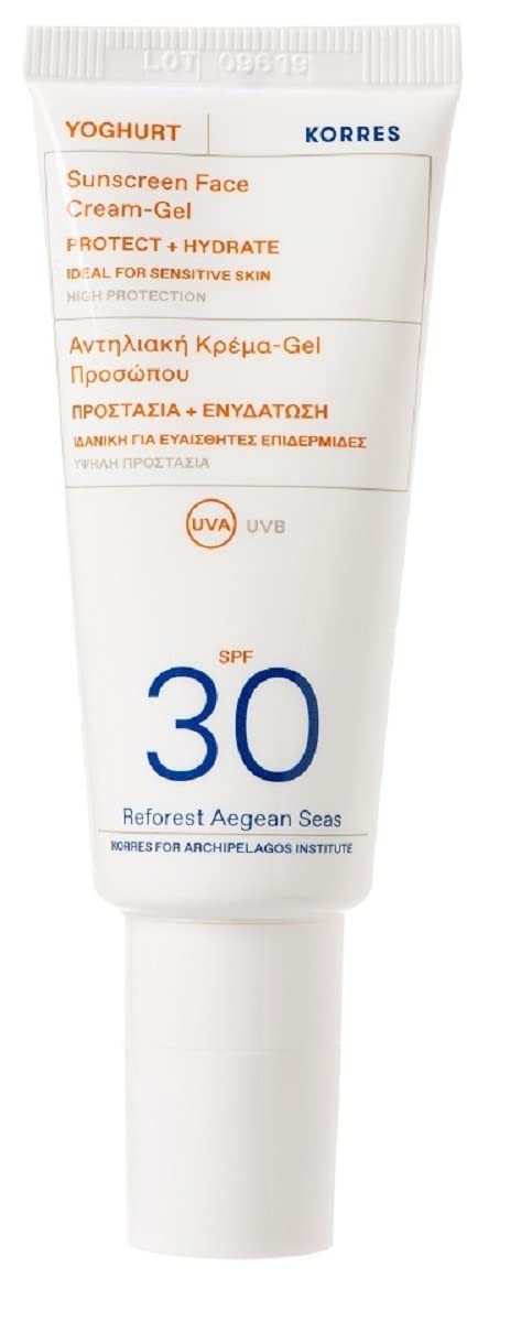 Corrres Yoghurt Sun Cream - Gel SPF 30 for the Face, Free From Omc & Octocrylene, Fast Absorbing Sun Protection, 40 ml