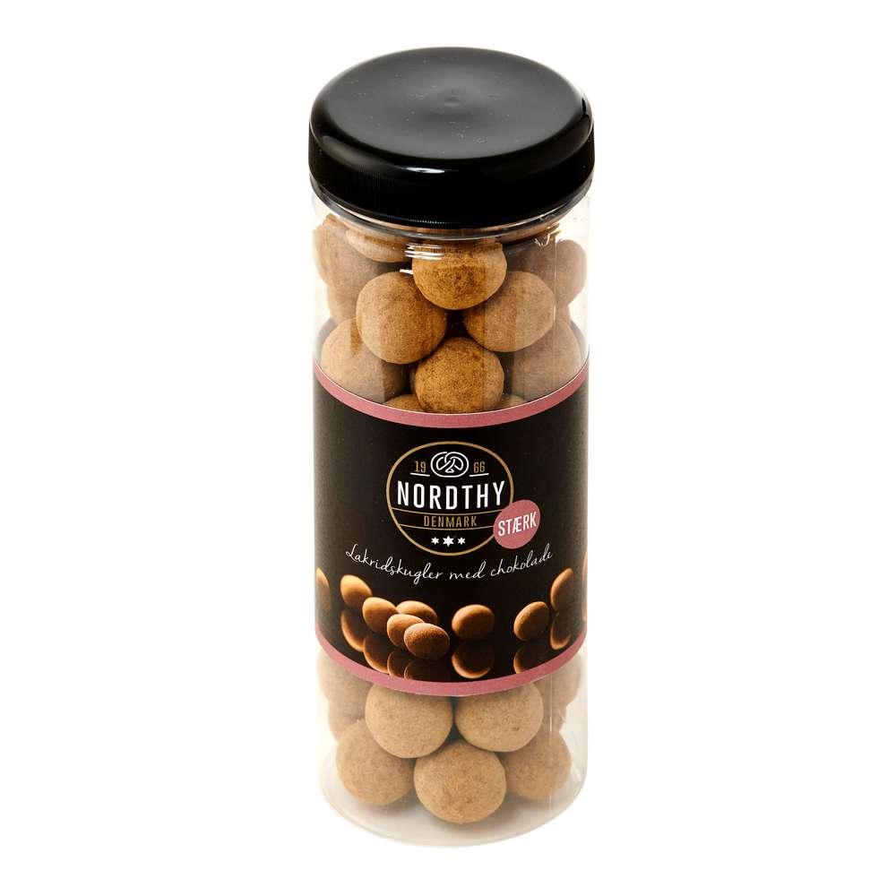 Liquorice balls with strong milk chocolate