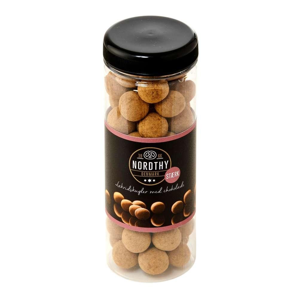 Liquorice balls with strong milk chocolate