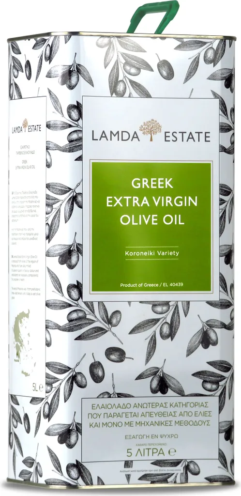 Lamda Estate | Griechisches Olivenöl 5 liter Kaltgepresst, nativ extra | Peloponnes 5l aus Koroneiki-Oliven, super frische Ernte