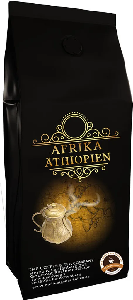 Country Coffee from Africa - Ethiopia (Ground, 1000g) - Premium Coffee - Low in Acid, Gently and Freshly Roasted