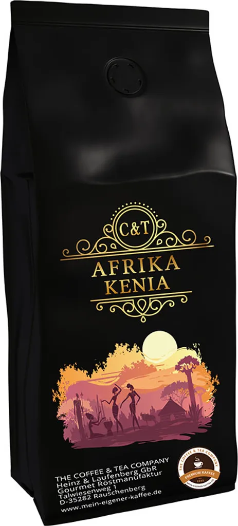 Country Coffee from Africa - Kenya (Ground, 1000g) - Premium Coffee - Low in Acid, Gently and Freshly Roasted