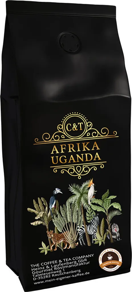 Country Coffee from Africa - Uganda (Ground, 500g) - Premium Coffee - Low in Acid, Gently and Freshly Roasted