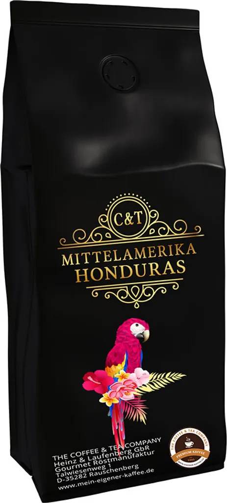 Country Coffee from Central America - Honduras (Whole Bean, 500g) - Premium Coffee - Low in Acid, Gently and Freshly Roasted