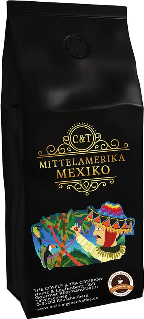 Country Coffee from Central America - Mexico (Whole Bean, 500g) - Premium Coffee - Low in Acid, Gently and Freshly Roasted