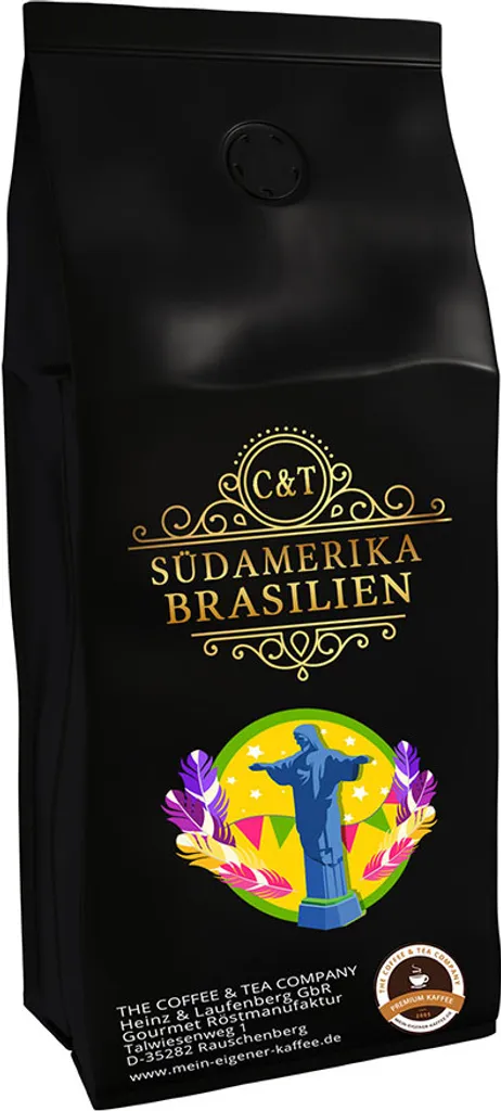 Country Coffee from South America - Brazil (Ground, 500g) - Premium Coffee - Low in Acid, Gently and Freshly Roasted
