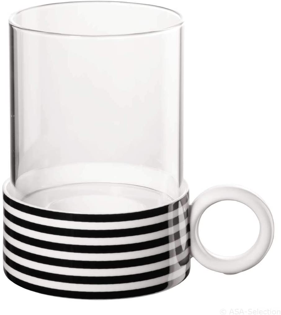 Lantern - striped - H. 12 cm, D. 8, 4 cm, incl. Glass cylinder New Memphis ASA-Selection