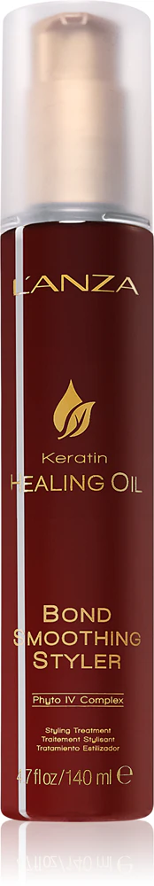 Lanza Keratin Healing Oil Bond Smooter Styler leave-in treatment for shiny and supple hair