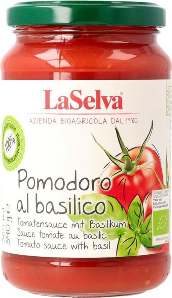 LaSelva tomato sauce with fresh basil Pomodoro al basilico -- 340g x 6 - 6-pack VPE