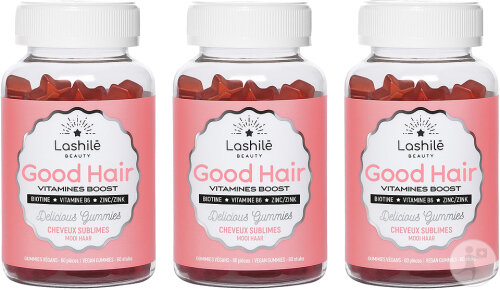 Lashile Beauty Good Hair Vitamin Boost Beautiful Hair Tutti Frutti Flavor 3x60 Gummies
