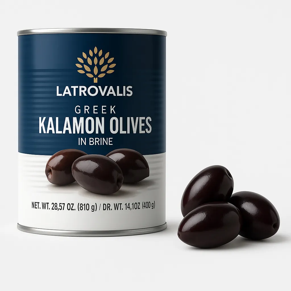 Latrovalis, Kalamata Pitted Olives – 810 g, Authentic Greek Olives in Brine, Intensely Aromatic, Juicy & Hand-Picked