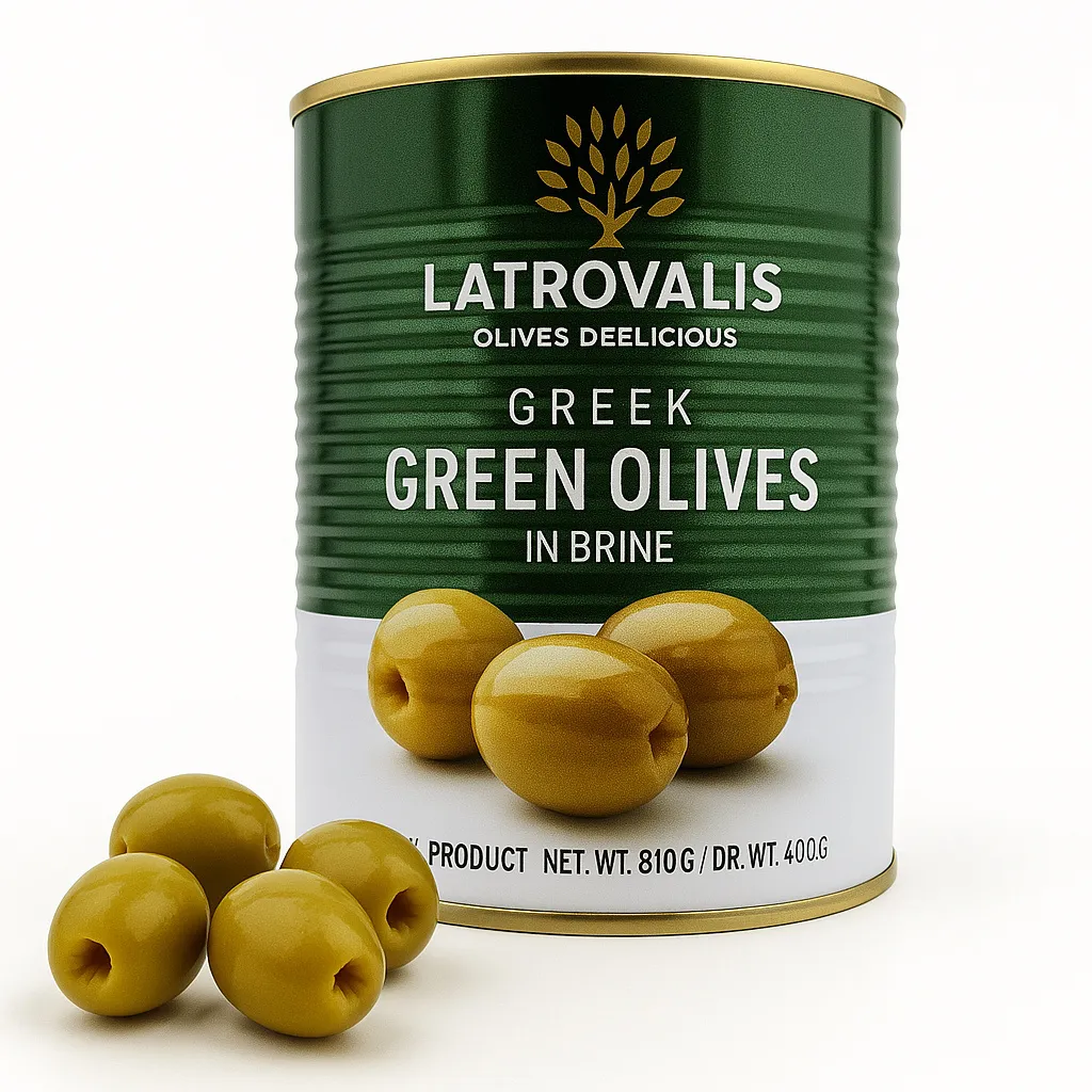 Latrovalis, Olives, Green Greek Olives With Seeds, Pitted Olives