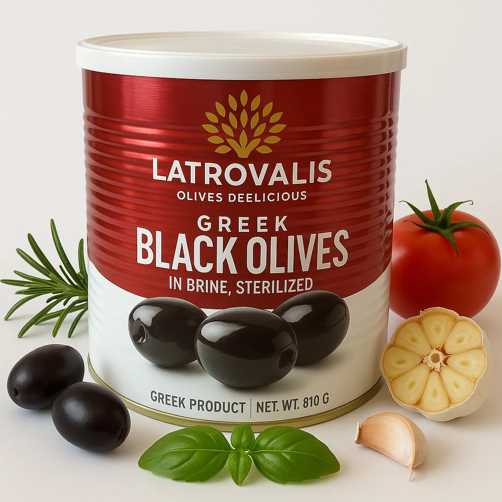 Latrovalis, Black Olives with Stone, Olives 400g, Greek Olives