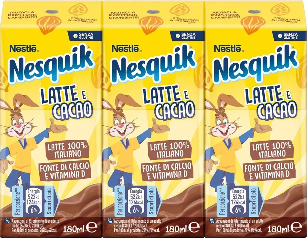 Latte e Cacao Nesquik 3x180ml Milk and Cocoa Drink - Nestle