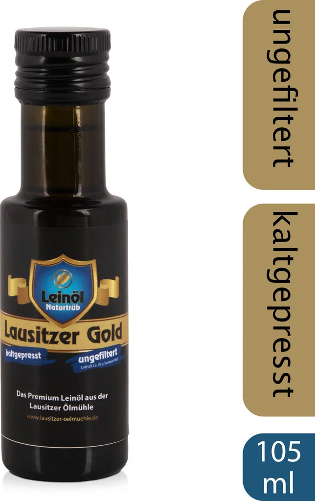 Lausitzer Leinöl - Lausitzer Gold (kaltgepresstes ungefiltertes Premium Leinöl), 105ml
