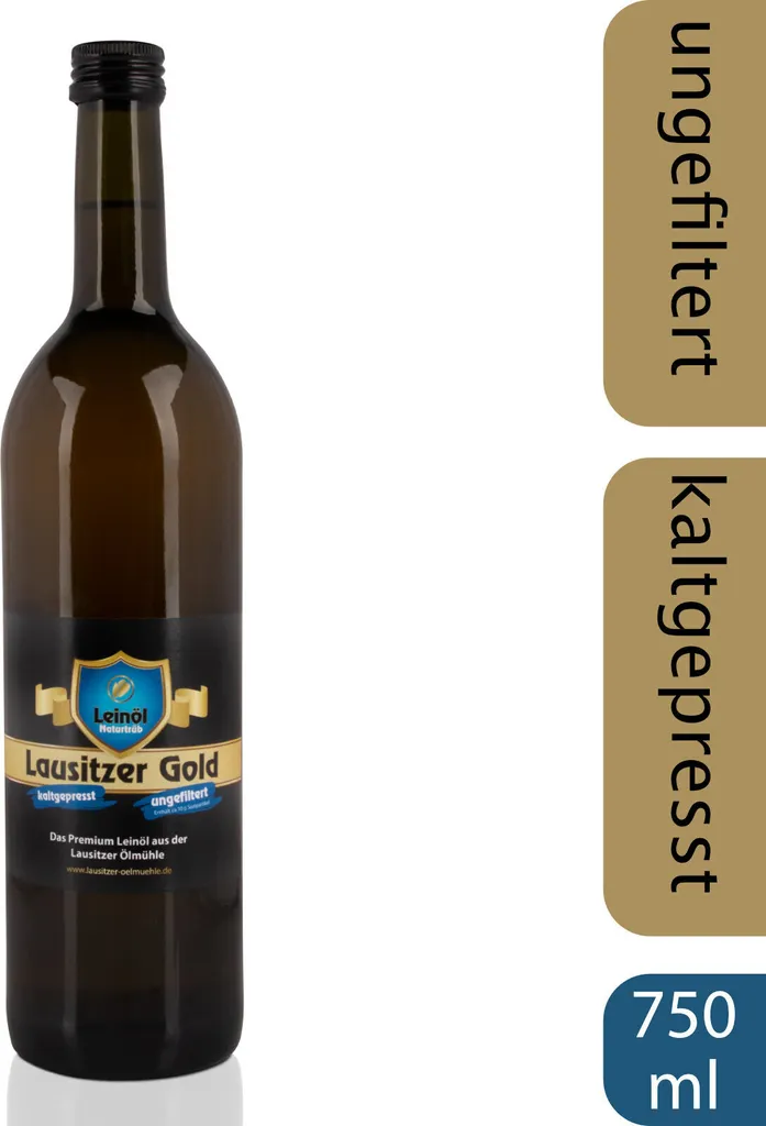 Lausitzer Leinöl - Lausitzer Gold (kaltgepresstes ungefiltertes Premium Leinöl), 750ml