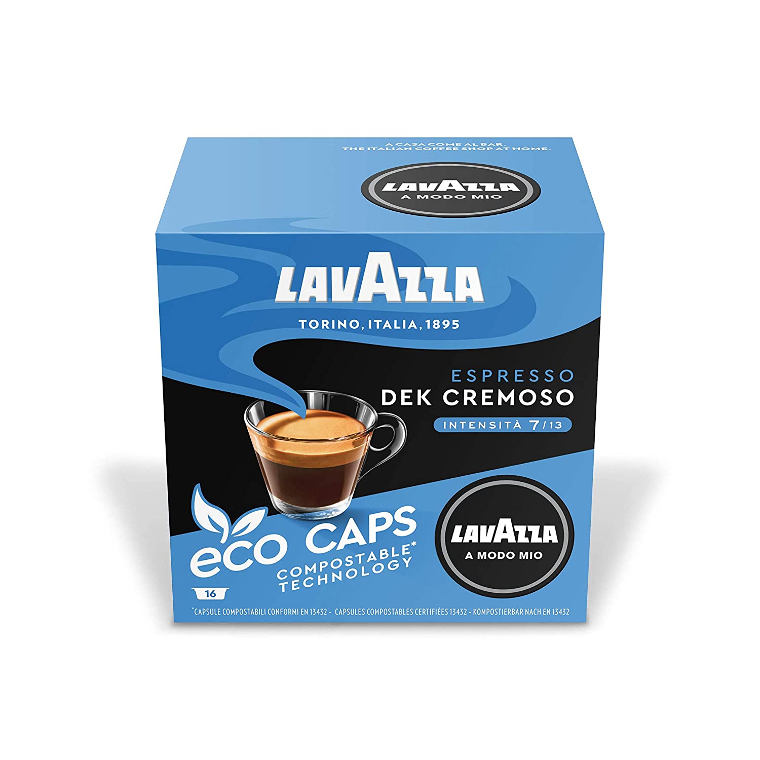 Lavazza A Modo Mio Espresso Dek Cremoso, Kaffee, Entkoffeiniert, Kaffeekapseln, Arabica, 80 Kapseln