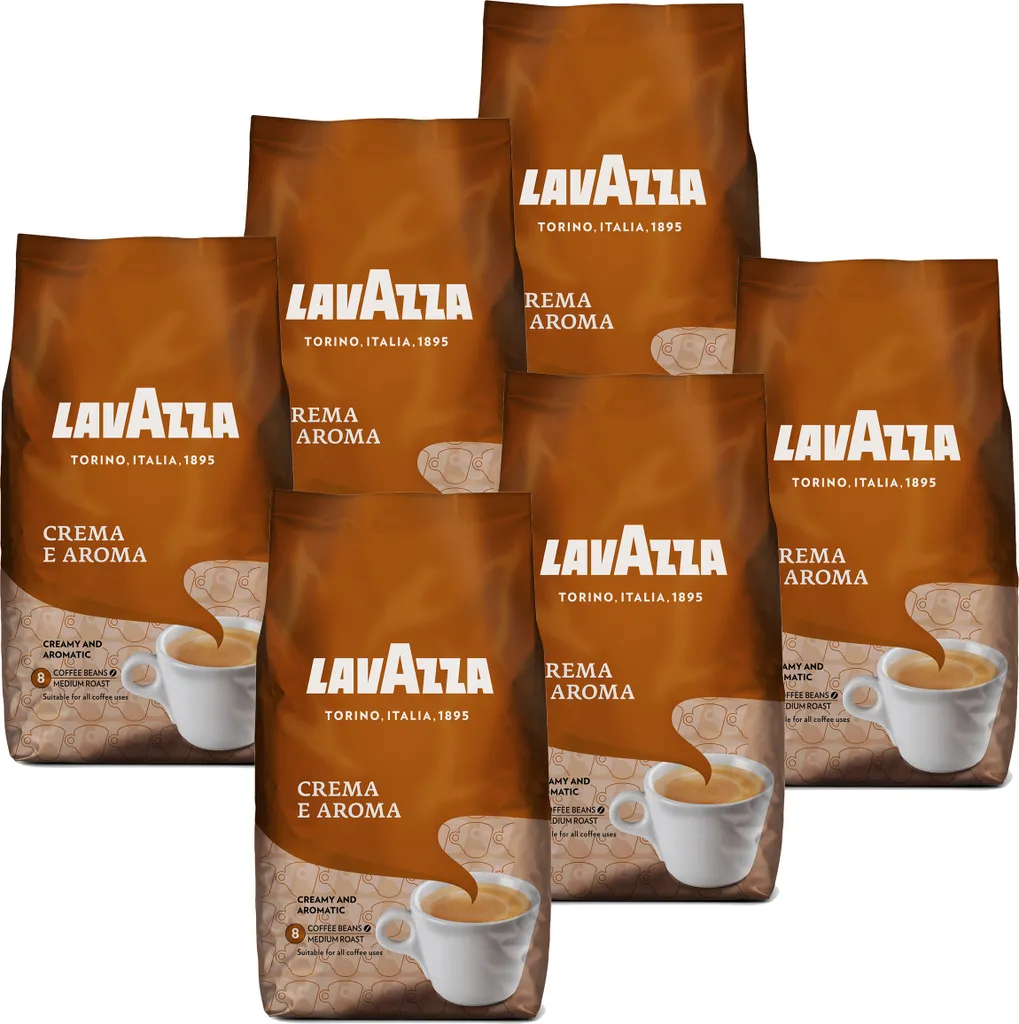 Lavazza Coffee Beans Crema E Aroma, Bean Coffee, 6-pack, 6 x 1000g