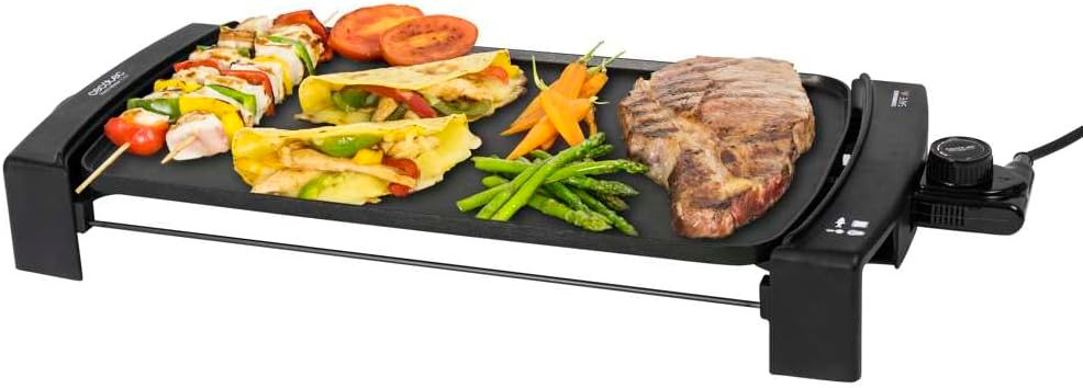 Cecotec Black & Water 2150 Electric Grill Plate, 2150 W Power, Cast Aluminum Body, Daikin Coating, Adjustable Thermostat, Dishwasher Safe Plate, 45 x 25 cm Surface