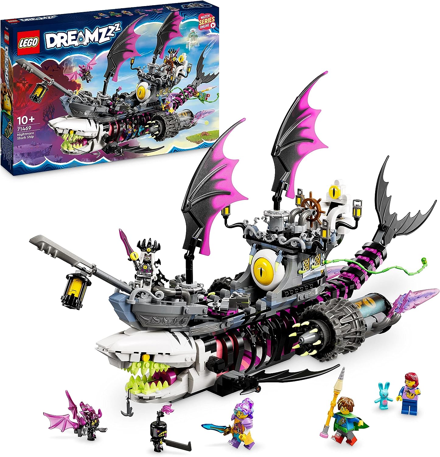 LEGO 71469 DREAMZzz Nightmare Shark Ship, Build 2 Types of Pirate Boat Toy, Model Kit with 4 Mini Figures, Toy for Kids, Girls, Boys, Based on TV Show