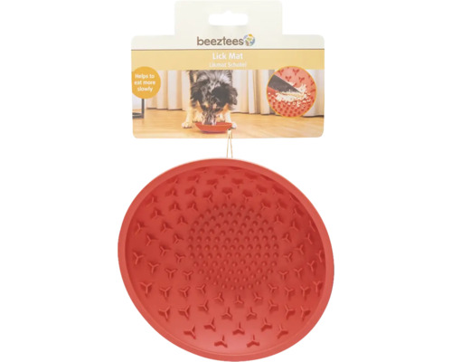 Licking bowl beeztees silicone licking bowl red Slowfeeder, licking mat, dishwasher safe, approx. 19 x 19 x 4.5 cm
