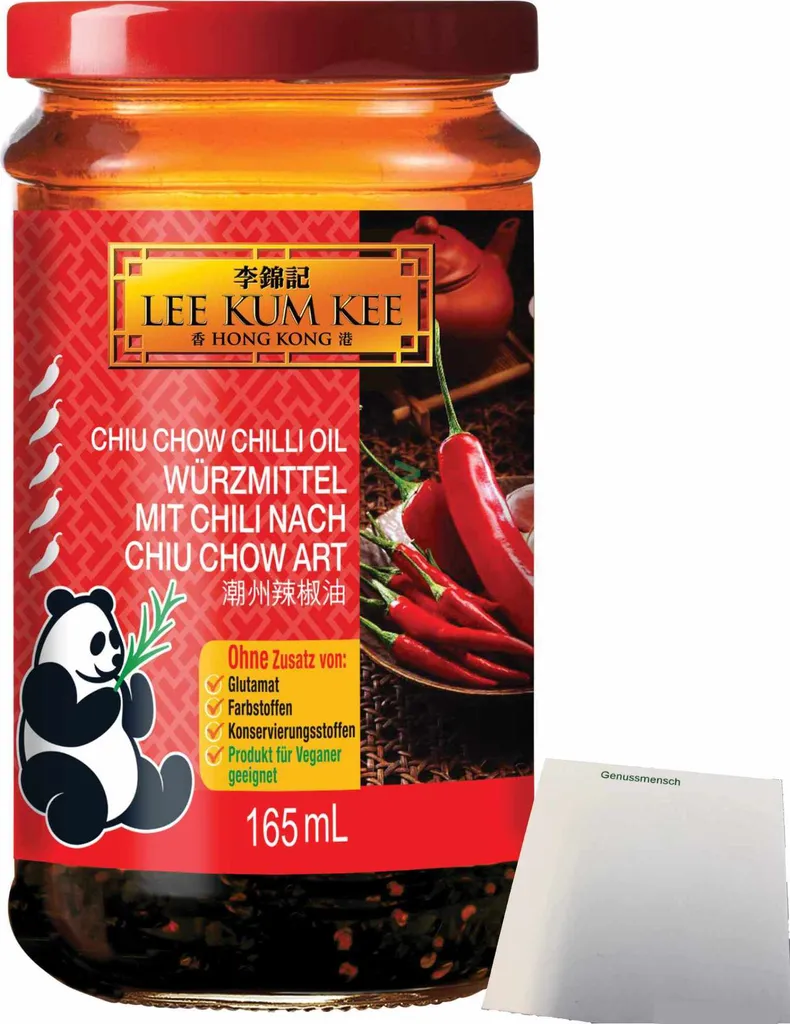 Lee Kum Kee Chili Öl Chiu Chow (165ml Glas) + usy Block