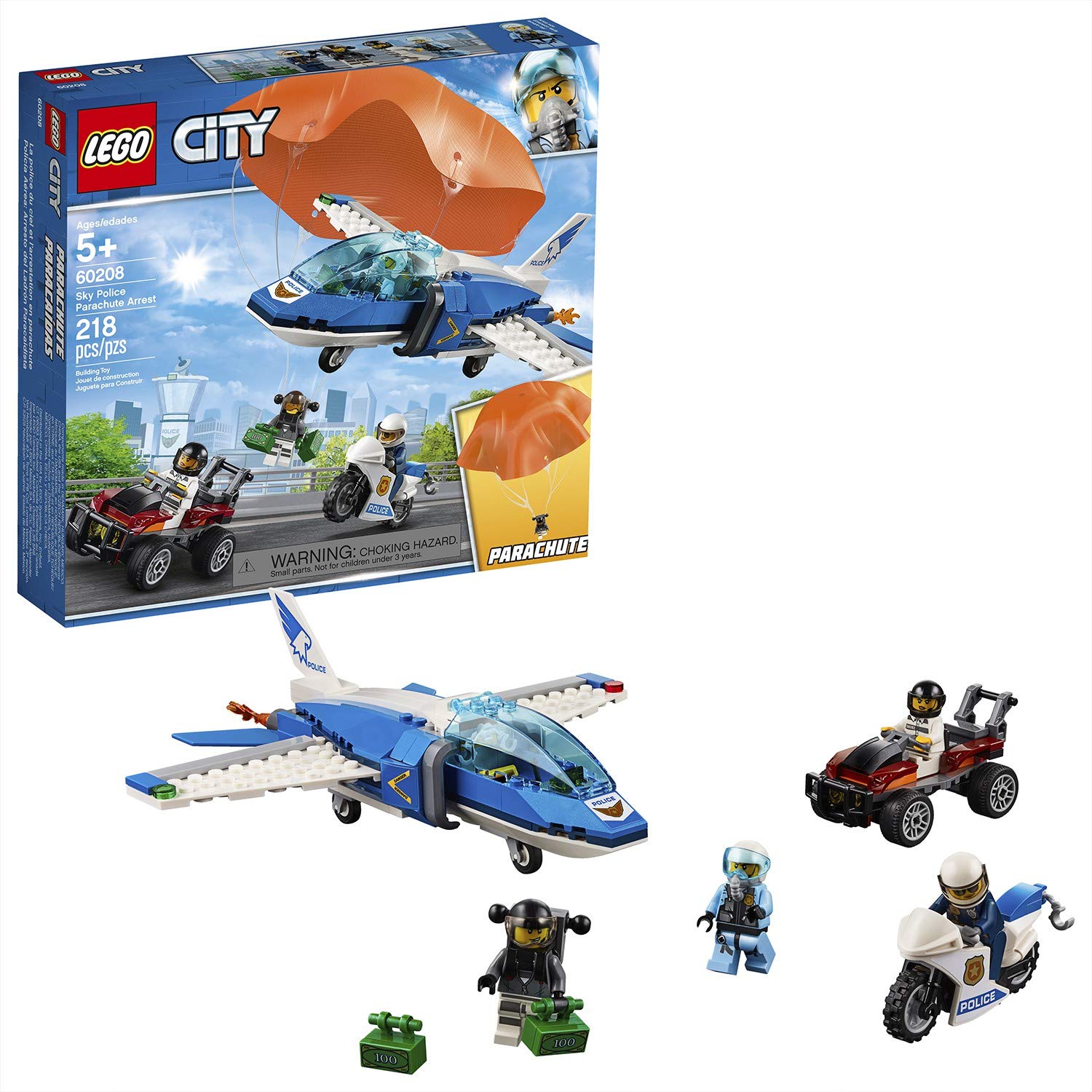 Lego 60208 City Police Escape With Parachute, Multi-Coloured