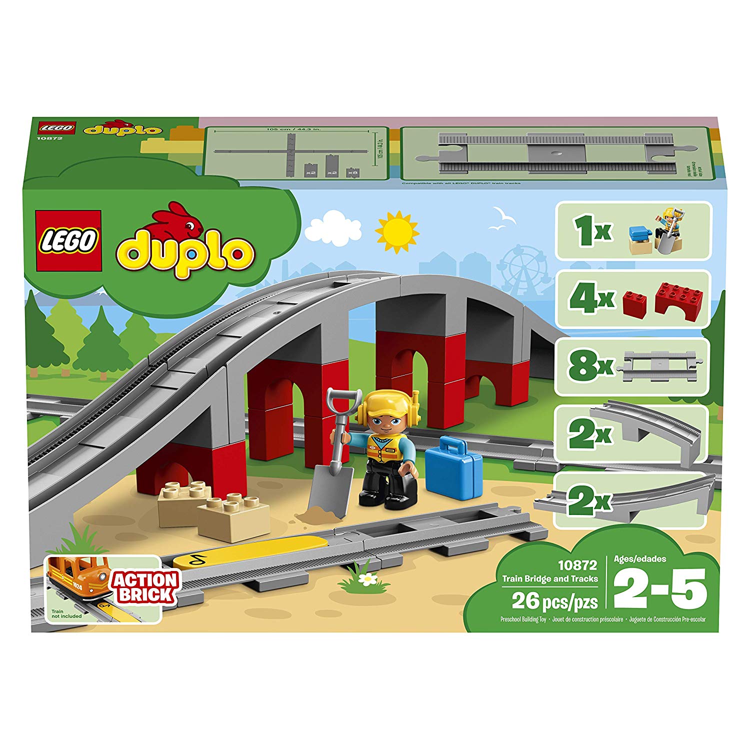 Duplo Railway Bridge and Tracks Construction Toy Single