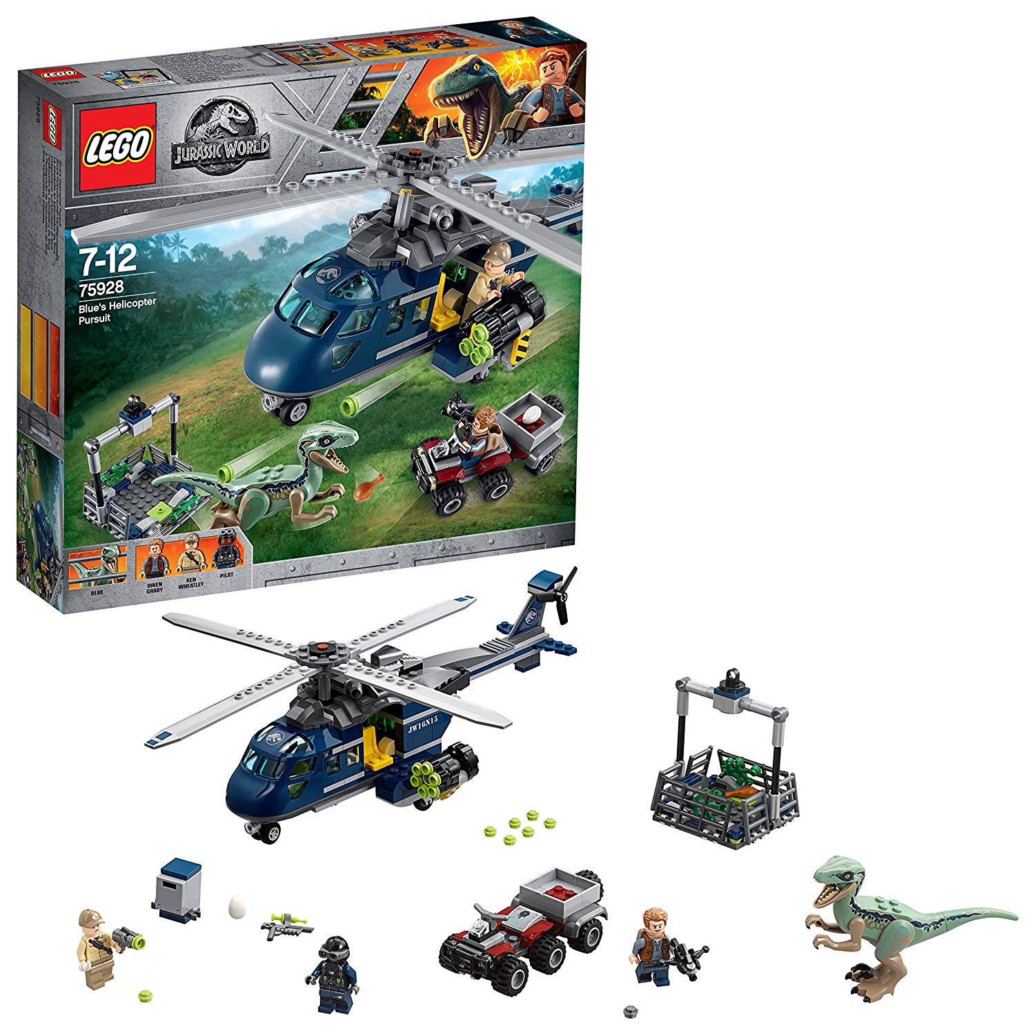 Lego Jurassic World Blues Helicopter Tracking Hunting Cool Toy
