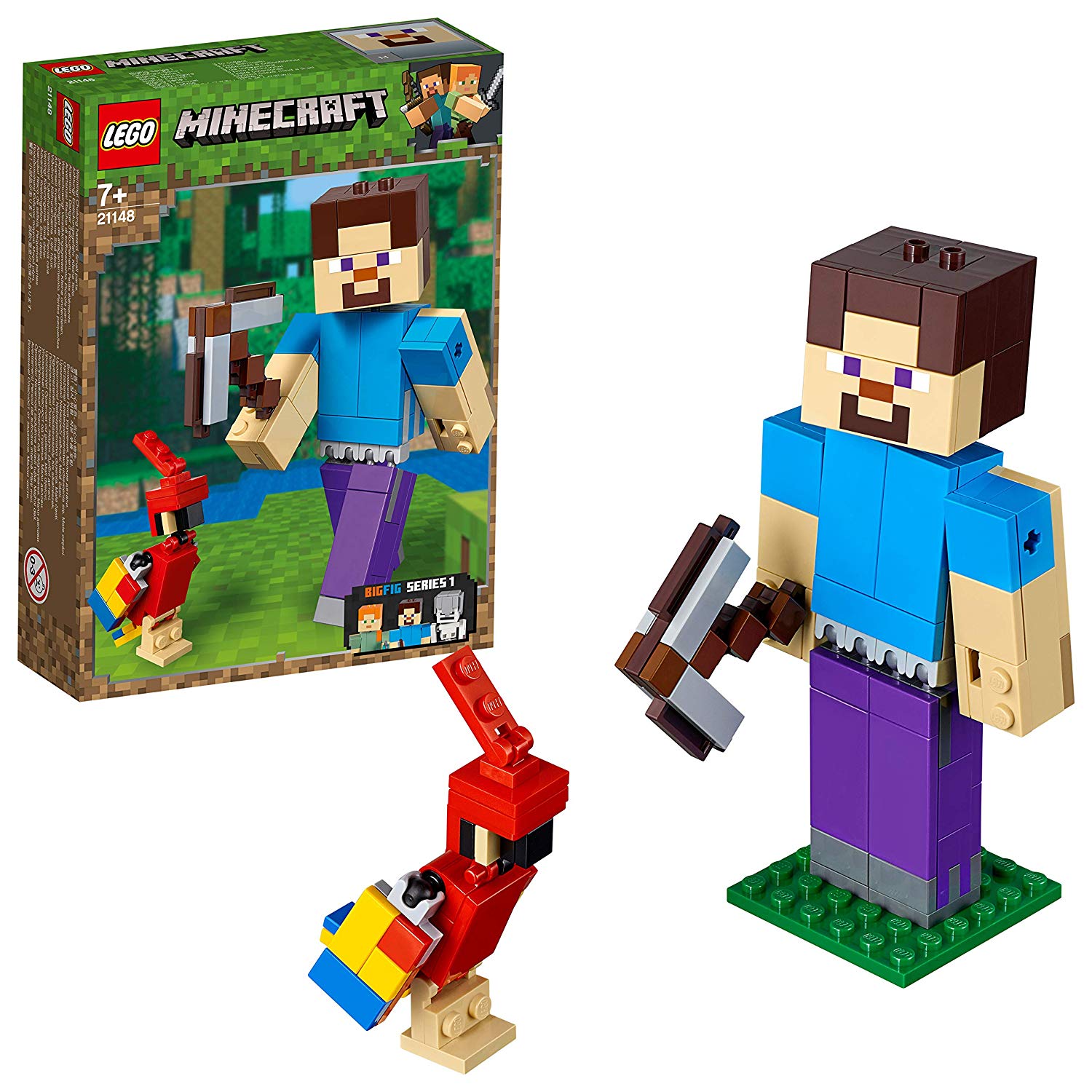 Lego Minecrafttm 21148 Minecrafttm Bigfig Steve With Parrot