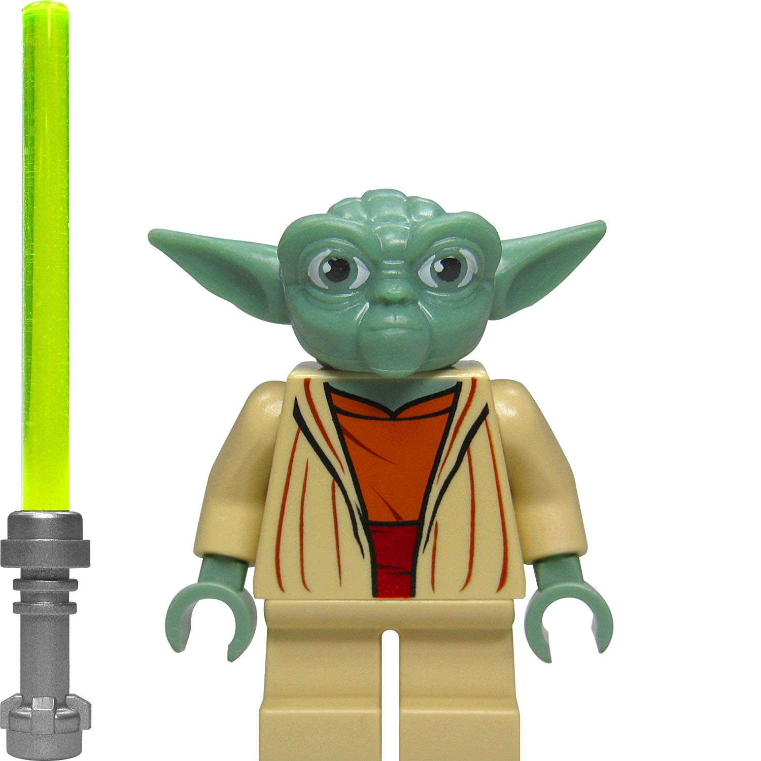Lego Star Wars Master Yoda Minifigure With Green Lightsaber