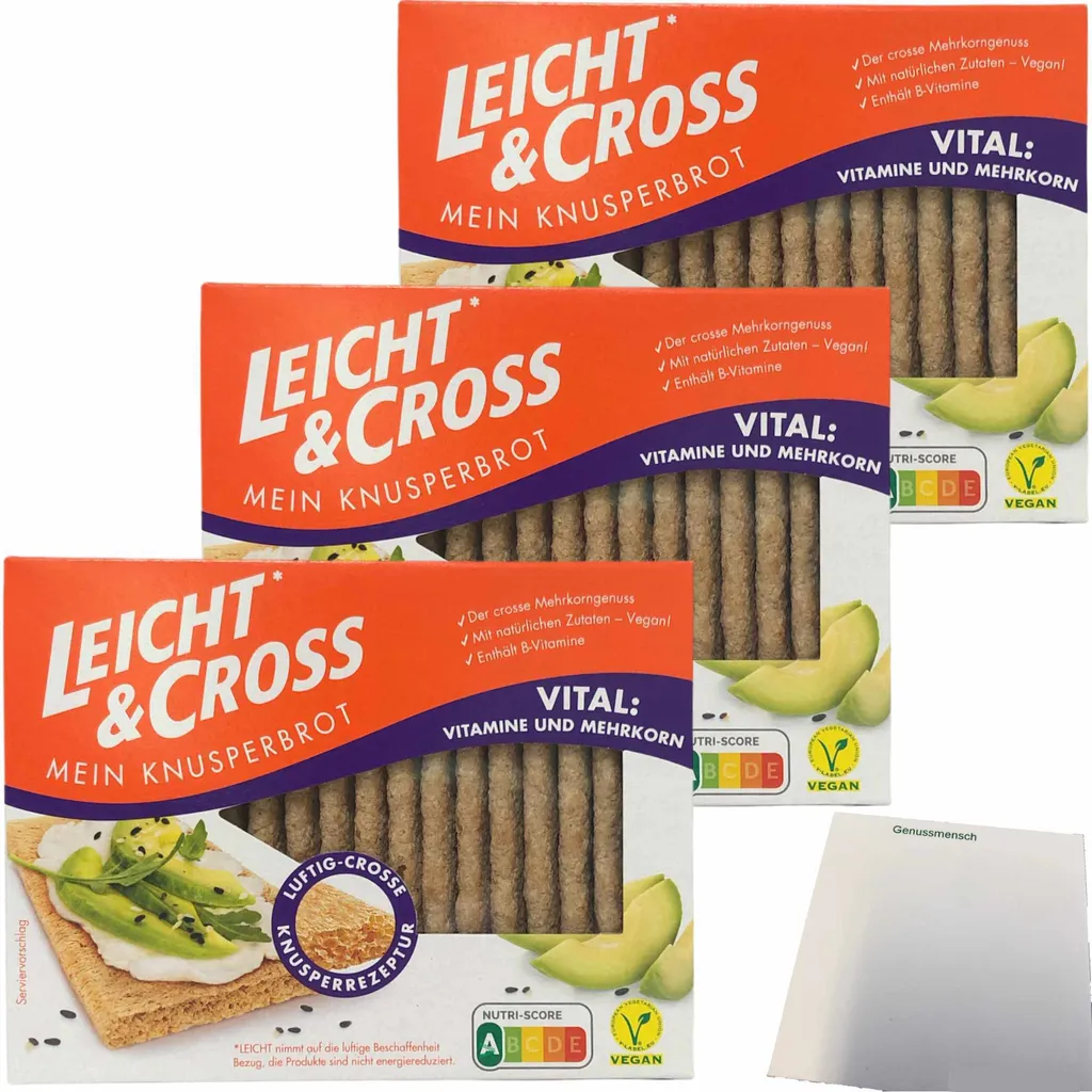Leicht&Cross Crunchy Bread Vital Pack of 3 (3x125g pack) + usy block