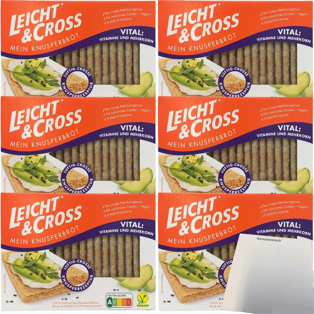 Leicht&Cross Crunchy Bread Vital Pack of 6 (6x125g pack) + usy Block