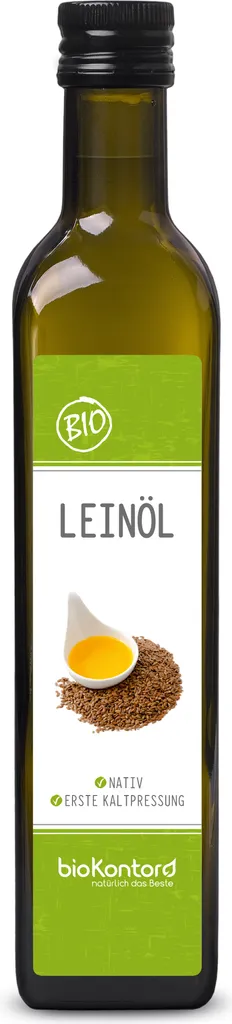 Leinöl 500 ml I nativ und kaltgepresst I enthält mehrfach ungesättigte Fettsäuren I bioKontor