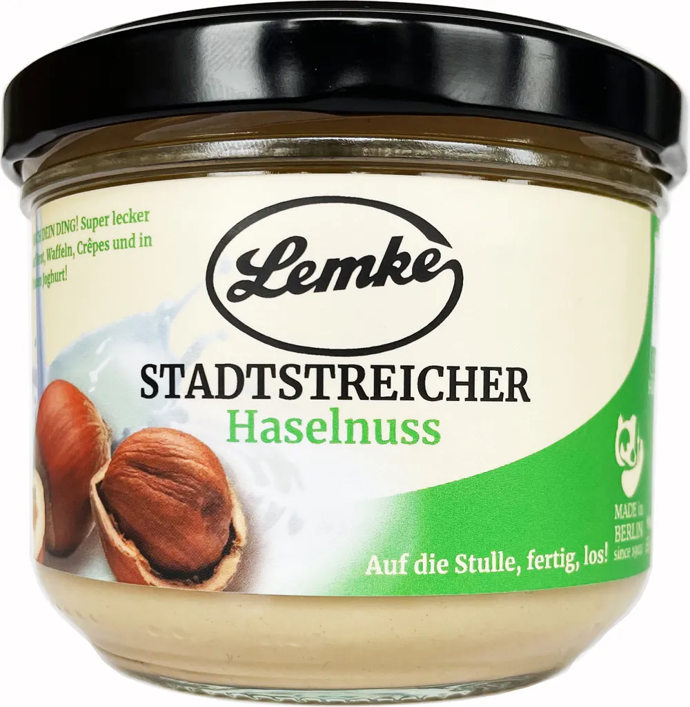 Lemke Stadtstreicher Haselnusscreme, 250g | Cremige Haselnusscreme aus Feinsten Haselnüssen