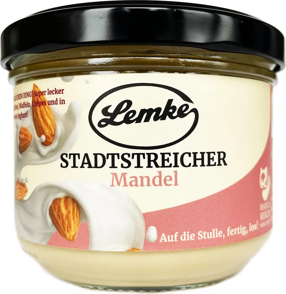 Lemke Stadtstreicher Mandelcreme, 250g | Feine, Cremige Mandelcreme für Brot und Gebäck