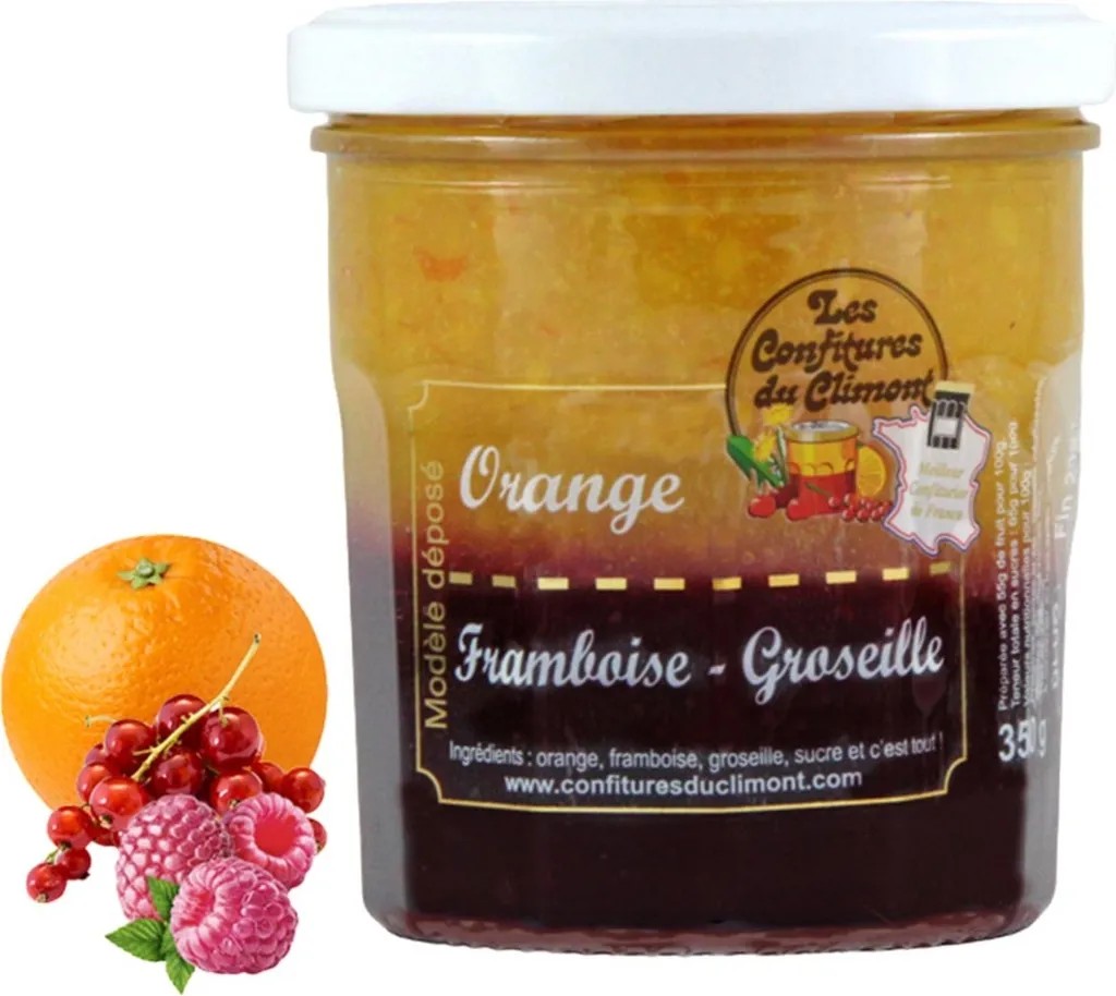 Les Confitures du Climont Bicolore Konfitüre 350g – Himbeer, Johannisbeer & Orangen