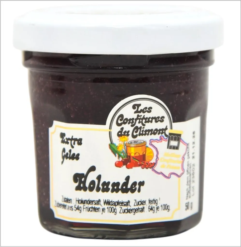 Les Confitures du Climont Holunder Gelee Extra 50g – Handwerklich aus dem Elsass