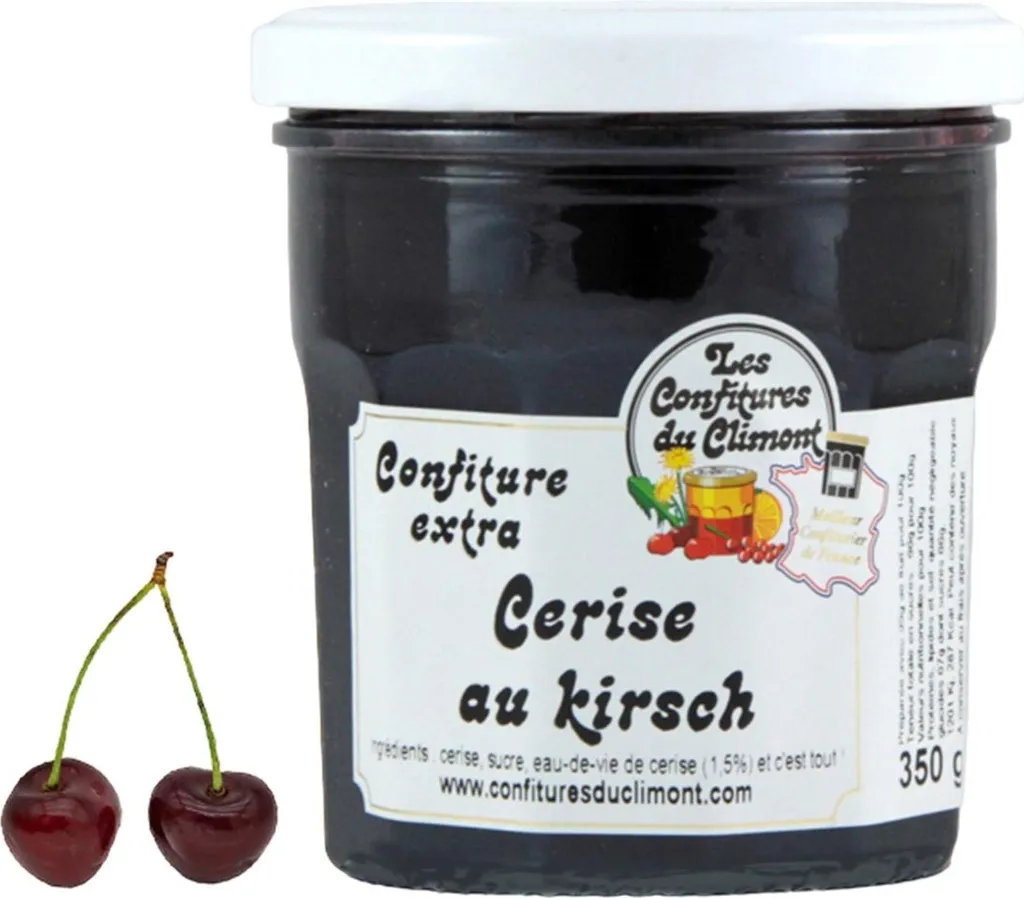 Les Confitures du Climont Kirsch Konfitüre extra mit Kirschwasser 350g – Handwerkliche Qualität