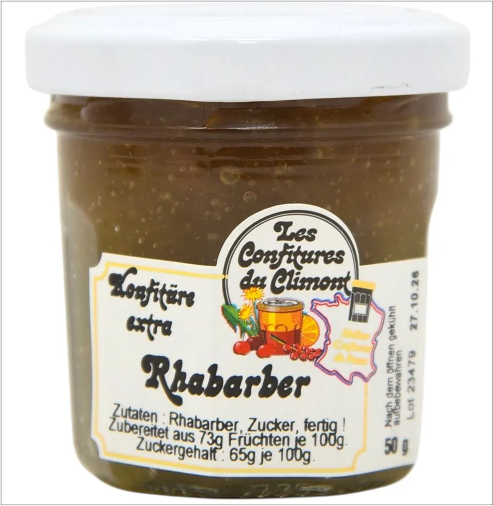 Les Confitures du Climont Rhabarber Konfitüre Extra 50g – Feinster Genuss aus dem Elsass