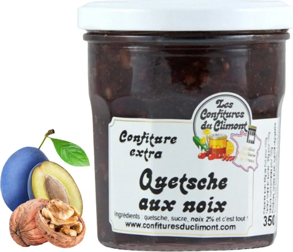 Les Confitures du Climont Zwetschge-Nüsse Konfitüre extra 350g – Handwerklich hergestellt