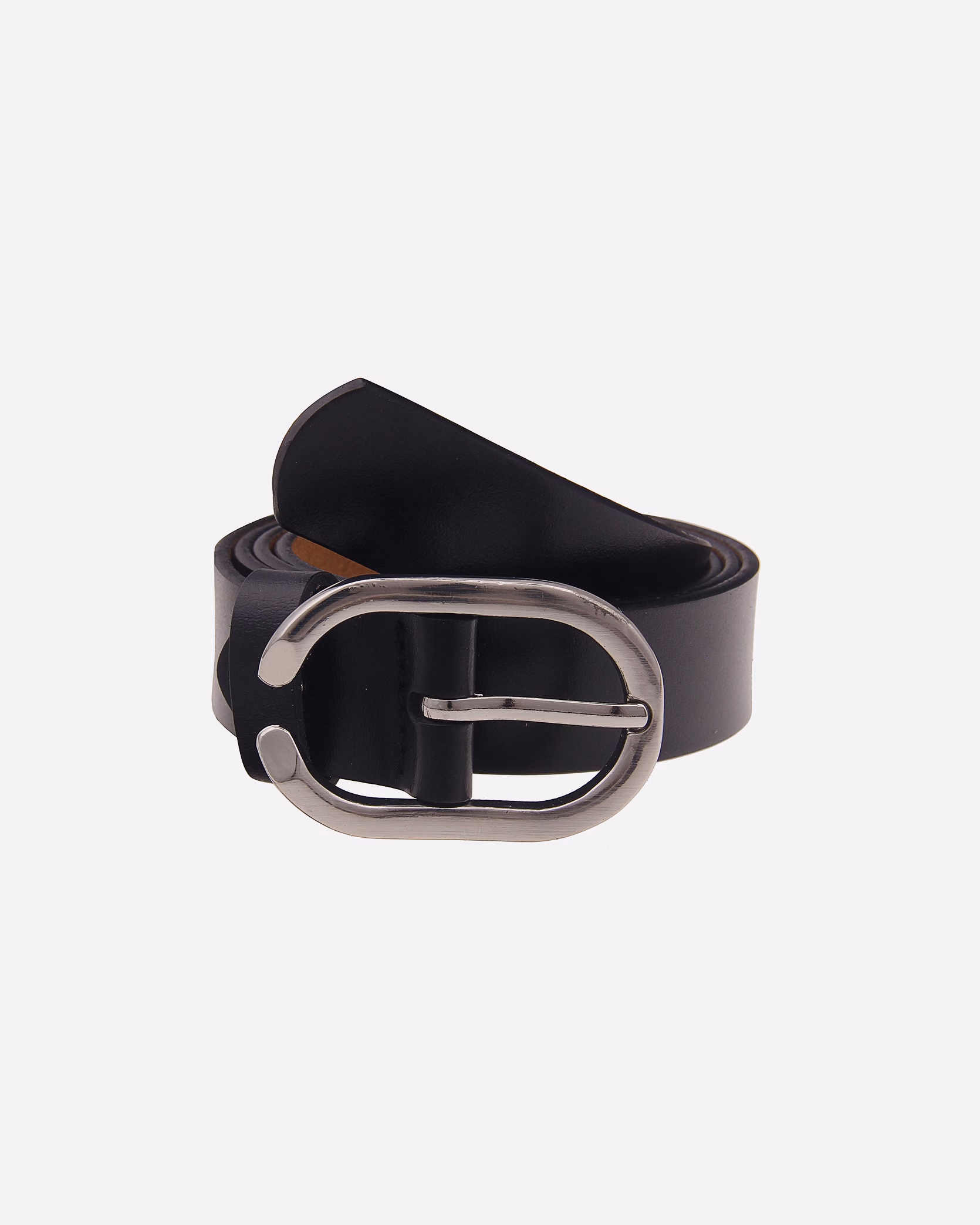 leslii belt leather belt with oval buckle