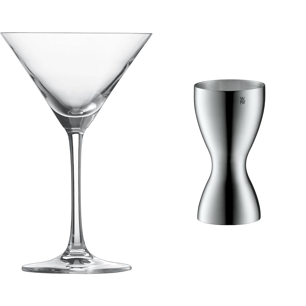 Schott Zwiesel 140104 Bar Special Martini Glass, 0.17 L, 6 Pieces & WMF Loft Bar Measure with 2 Units, 2 cl & 4 cl, Small Measuring Cup for Precise Dosing, Cromargan Stainless Steel Matt