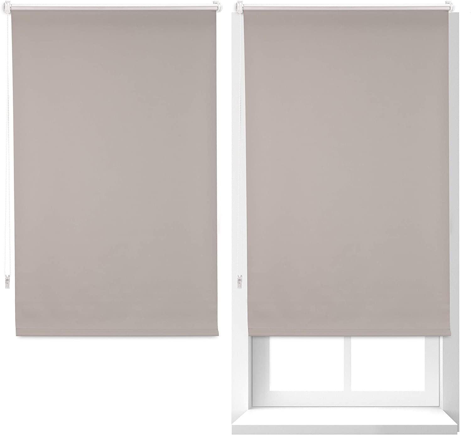 Relaxdays 2X Thermal Blackout Roller Blinds, Opaque, Thermal Coating, Total
