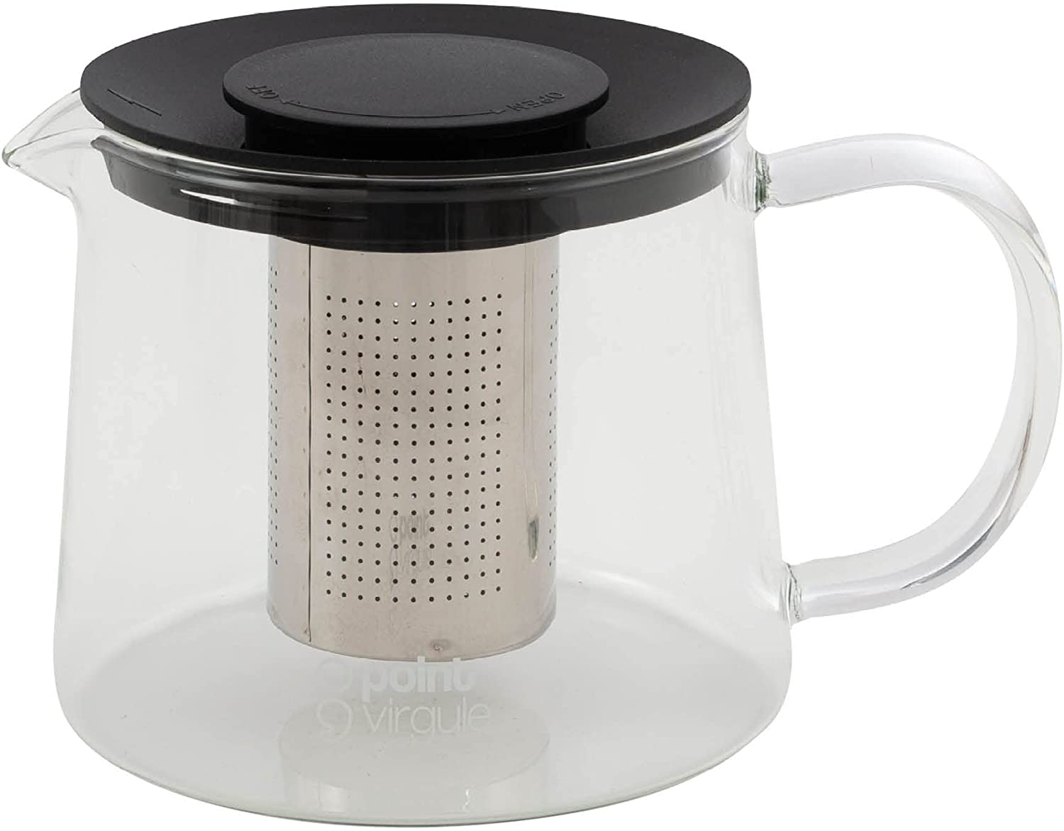 Point-Virgule Glass Teapot with Infuser Stainless Steel Black 1 L