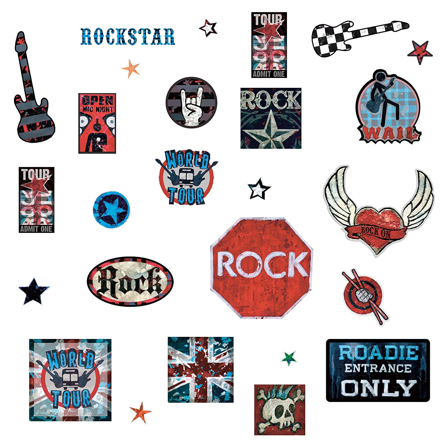 Roommates Repositionable Childrens Wall Stickers - Boys Rock And Roll