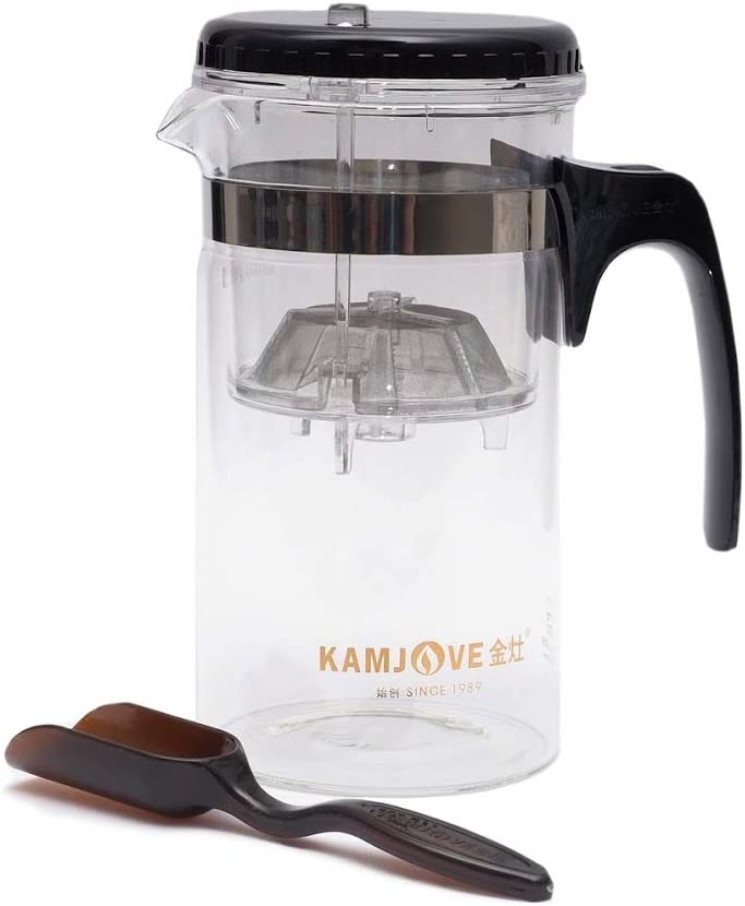 Kamjove Teapot 1000 ML with filter Strainer Glass Jug Mouth Blown Borosilicate Glass Tea Service Tea Maker All-In-One Set Teapot For Preparing Kungfu Tea and Coffee With removable insert