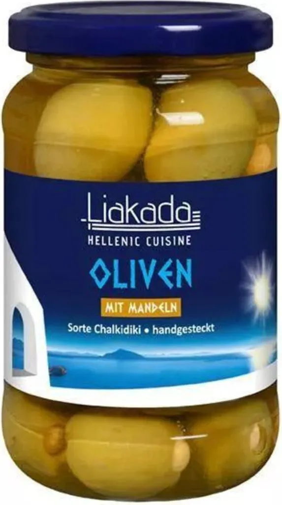 Liakada Green Olives with Almonds, 330g