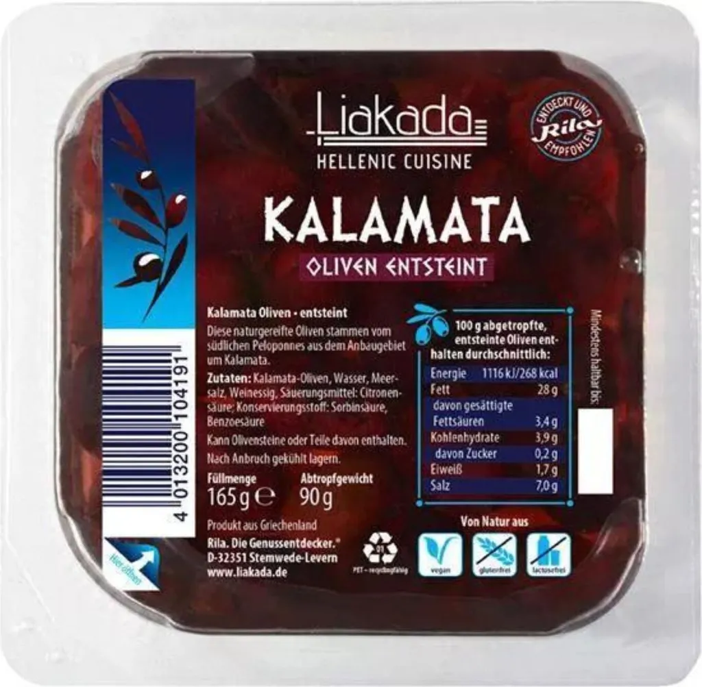 Liakada Kalamata olives pitted, 165g